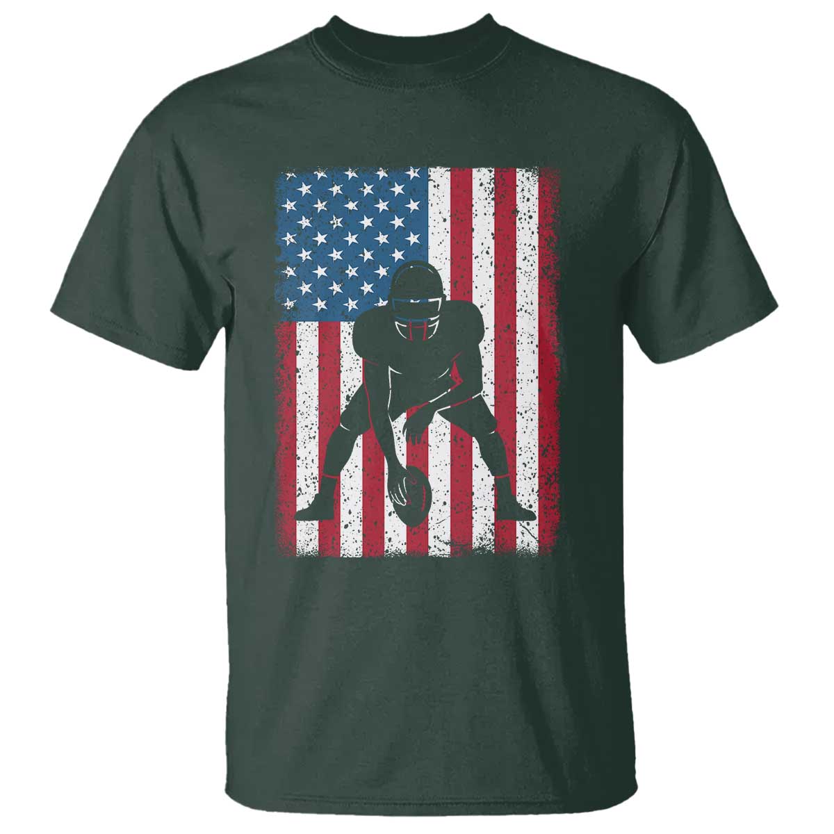 American Flag Football T Shirt Cool Distressed Vintage Patriotic Football Player - Wonder Print Shop