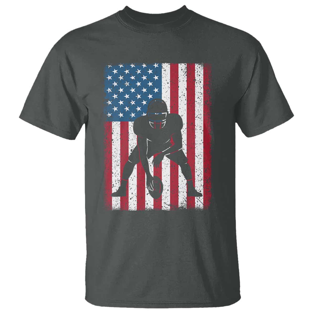 American Flag Football T Shirt Cool Distressed Vintage Patriotic Football Player - Wonder Print Shop