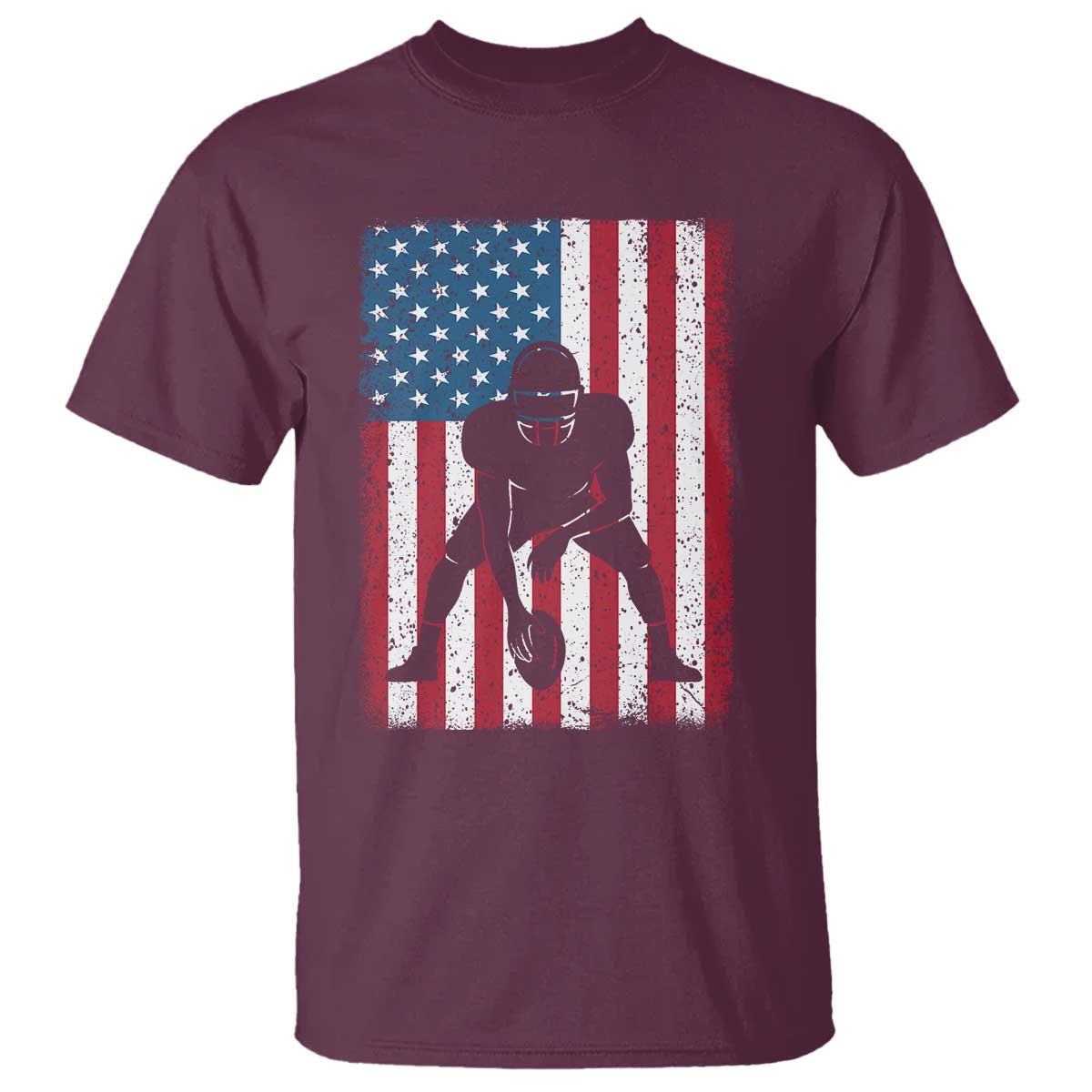 American Flag Football T Shirt Cool Distressed Vintage Patriotic Football Player - Wonder Print Shop