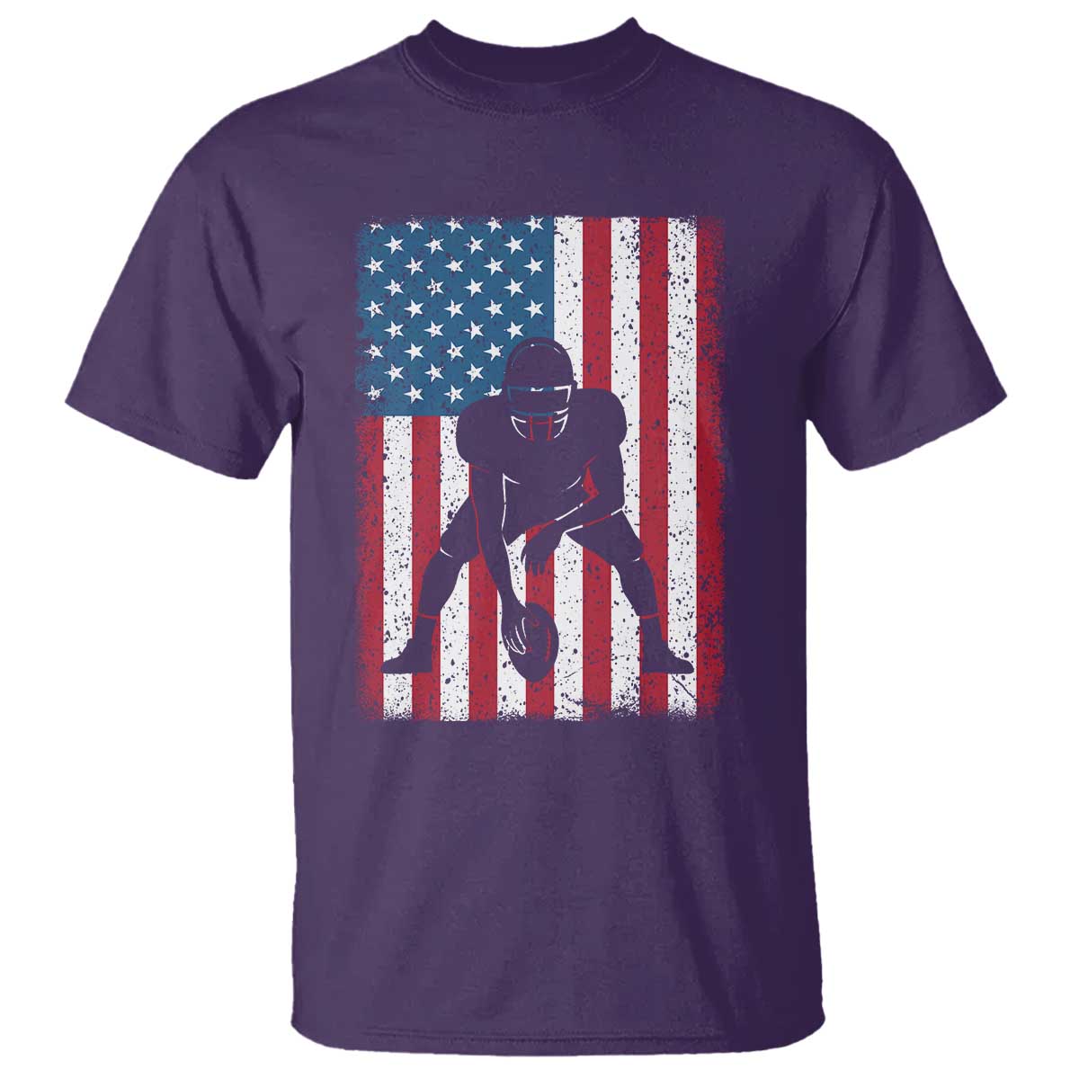American Flag Football T Shirt Cool Distressed Vintage Patriotic Football Player - Wonder Print Shop