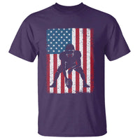 American Flag Football T Shirt Cool Distressed Vintage Patriotic Football Player - Wonder Print Shop
