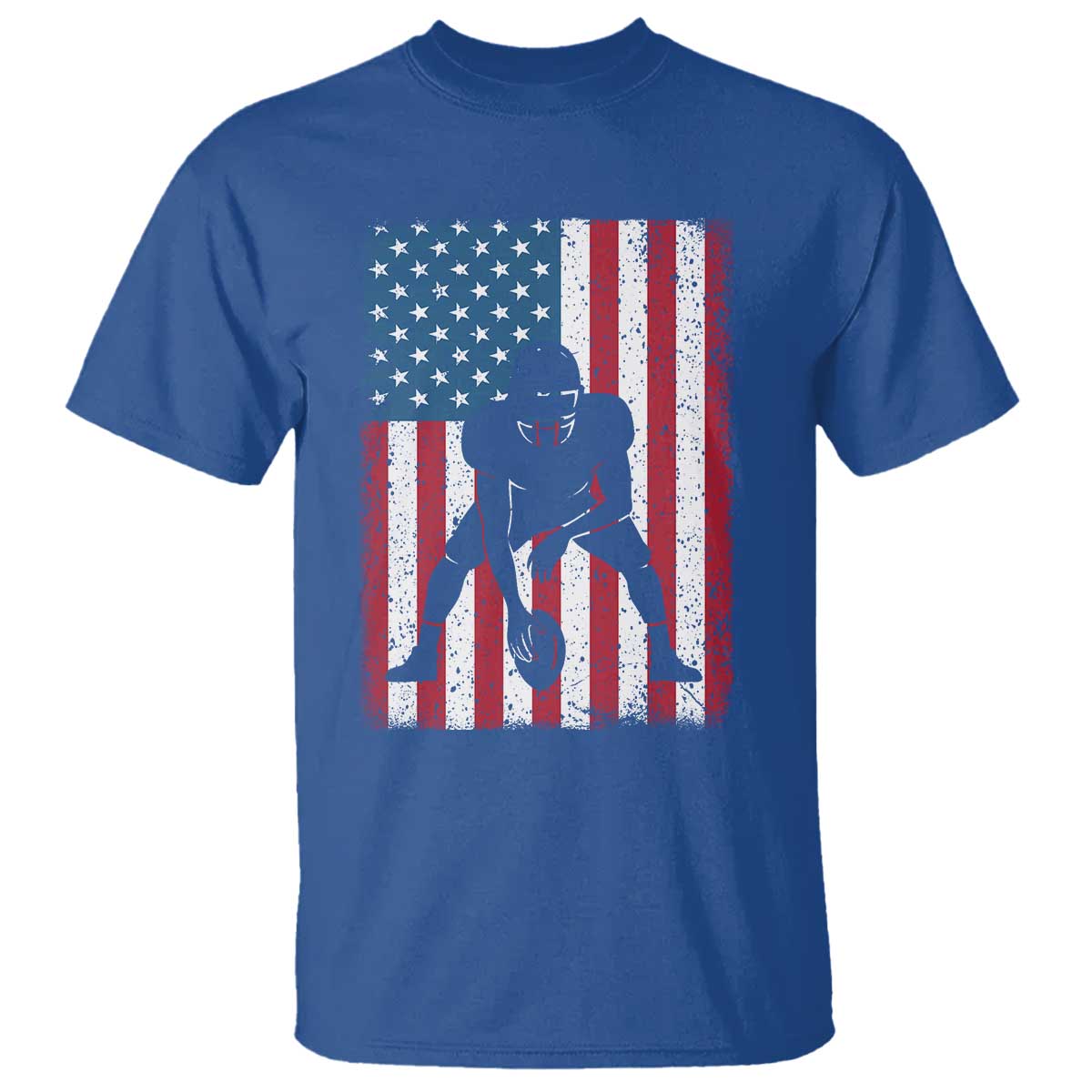 American Flag Football T Shirt Cool Distressed Vintage Patriotic Football Player - Wonder Print Shop