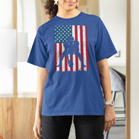 American Flag Football T Shirt For Women Cool Distressed Vintage Patriotic Football Player - Wonder Print Shop