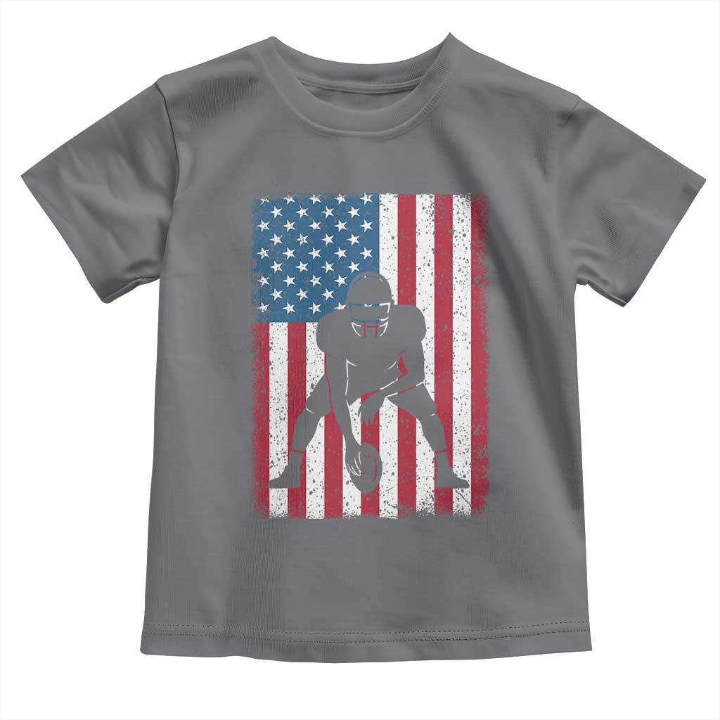 American Flag Football Toddler T Shirt Cool Distressed Vintage Patriotic Football Player - Wonder Print Shop