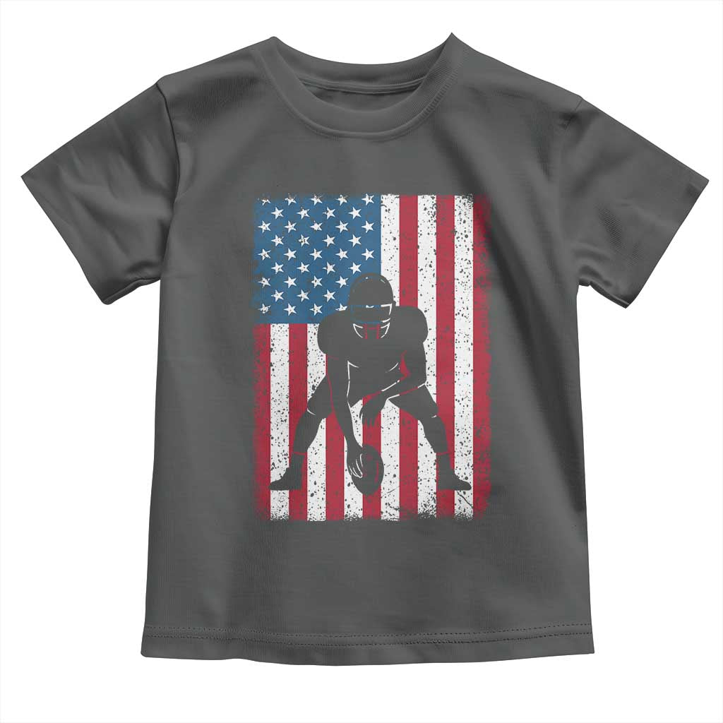 American Flag Football Toddler T Shirt Cool Distressed Vintage Patriotic Football Player - Wonder Print Shop