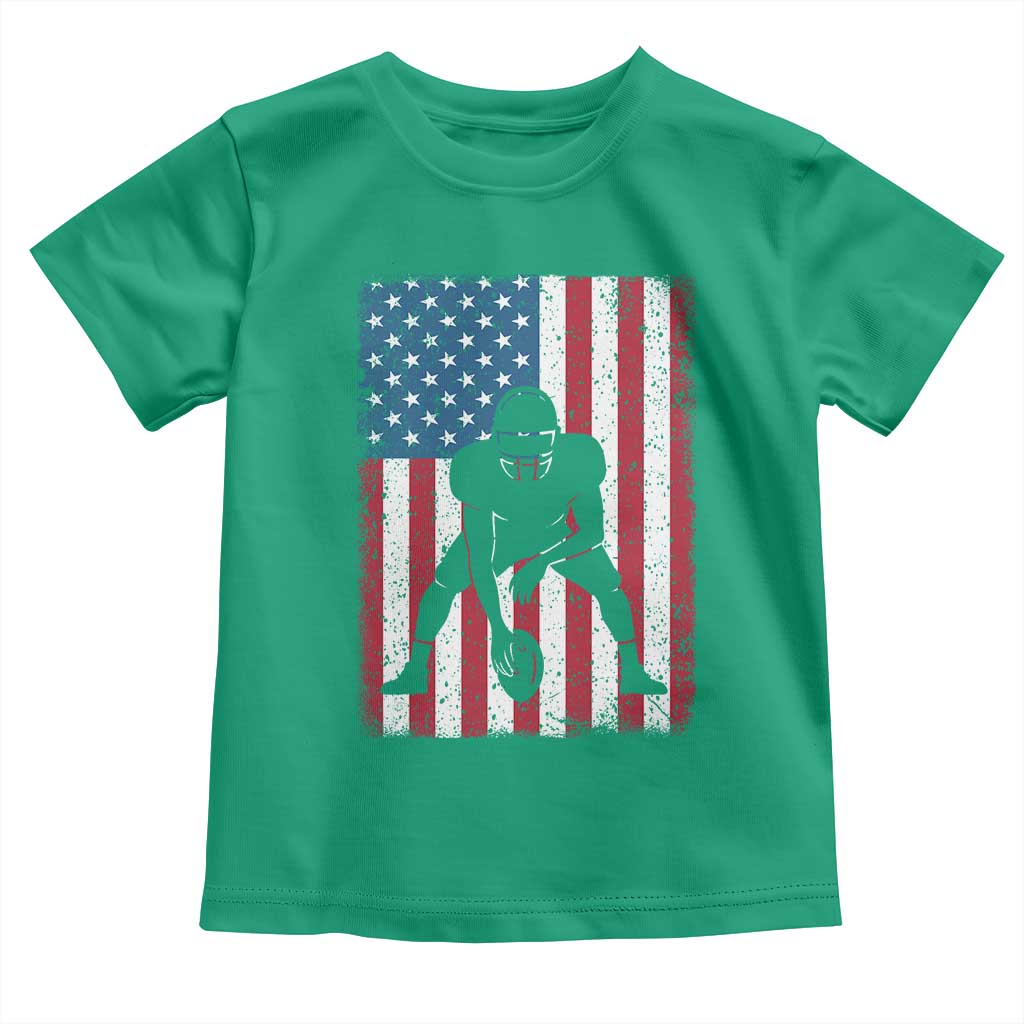 American Flag Football Toddler T Shirt Cool Distressed Vintage Patriotic Football Player - Wonder Print Shop