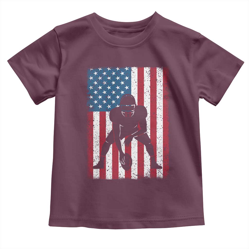 American Flag Football Toddler T Shirt Cool Distressed Vintage Patriotic Football Player - Wonder Print Shop