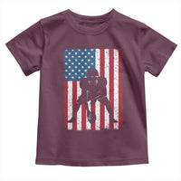 American Flag Football Toddler T Shirt Cool Distressed Vintage Patriotic Football Player - Wonder Print Shop