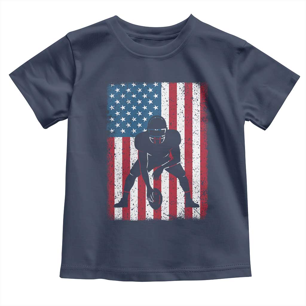 American Flag Football Toddler T Shirt Cool Distressed Vintage Patriotic Football Player - Wonder Print Shop