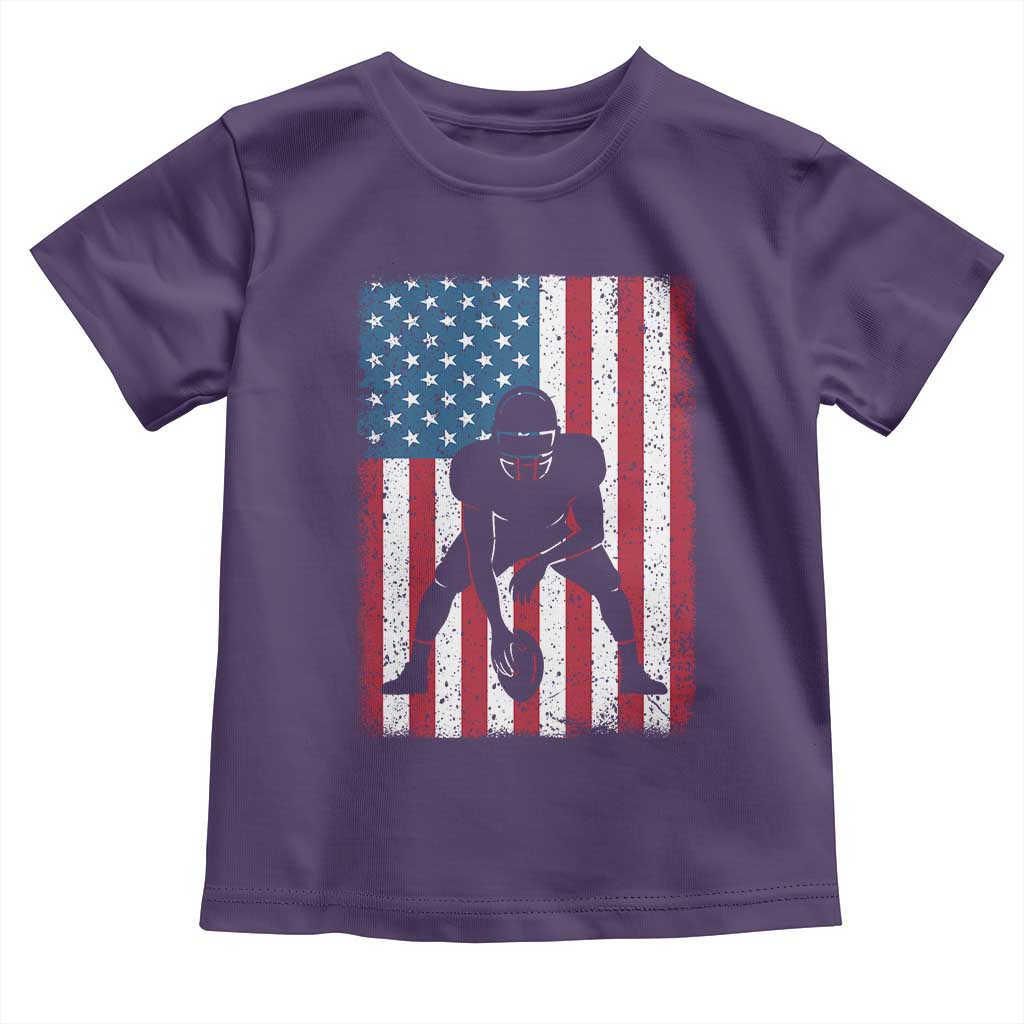 American Flag Football Toddler T Shirt Cool Distressed Vintage Patriotic Football Player - Wonder Print Shop