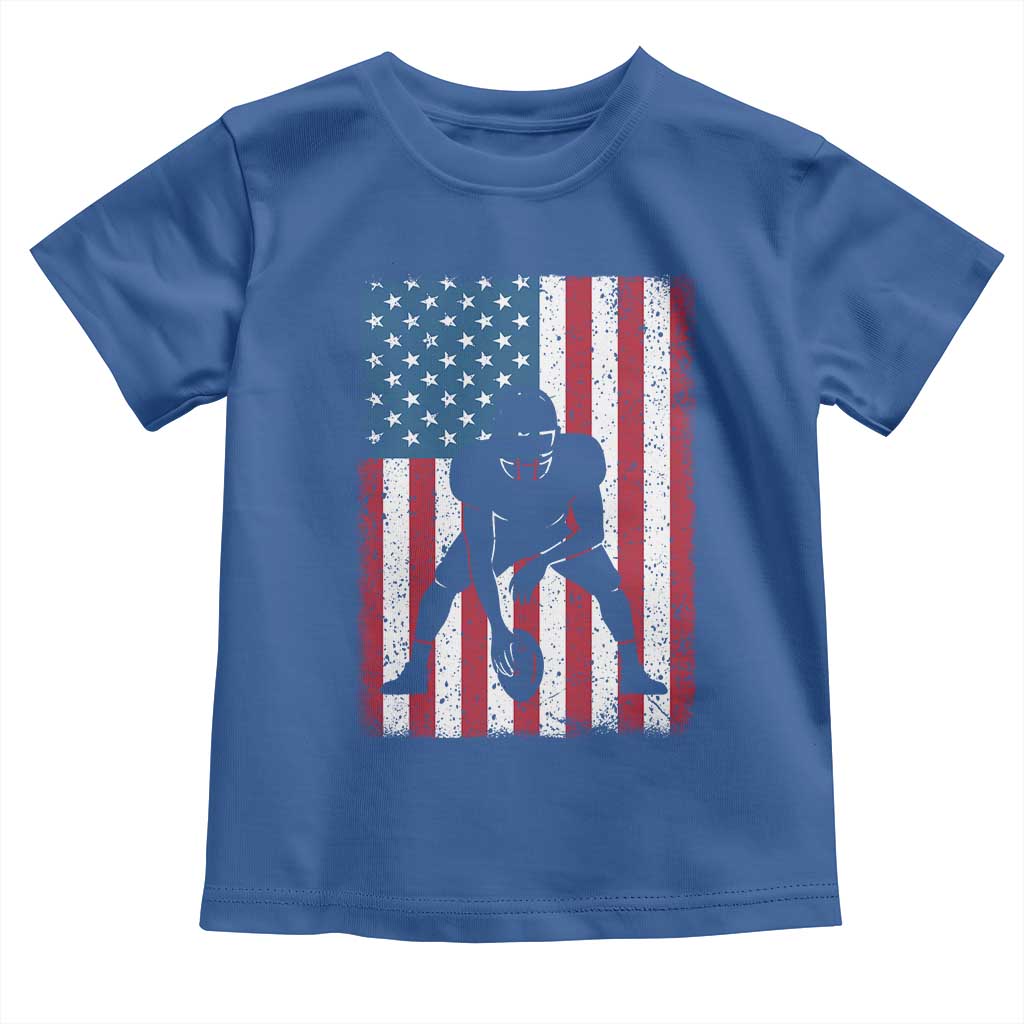 American Flag Football Toddler T Shirt Cool Distressed Vintage Patriotic Football Player - Wonder Print Shop