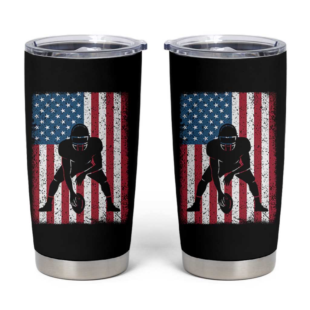 American Flag Football Tumbler Cup Cool Distressed Vintage Patriotic Football Player - Wonder Print Shop