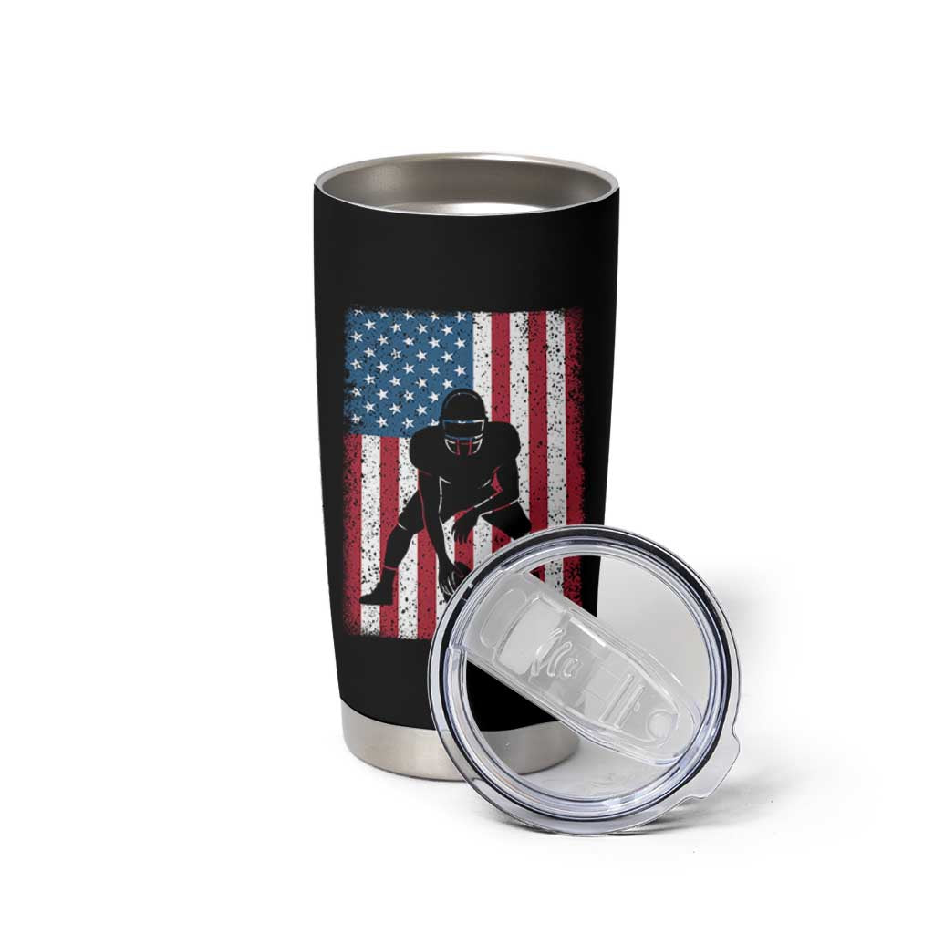American Flag Football Tumbler Cup Cool Distressed Vintage Patriotic Football Player - Wonder Print Shop