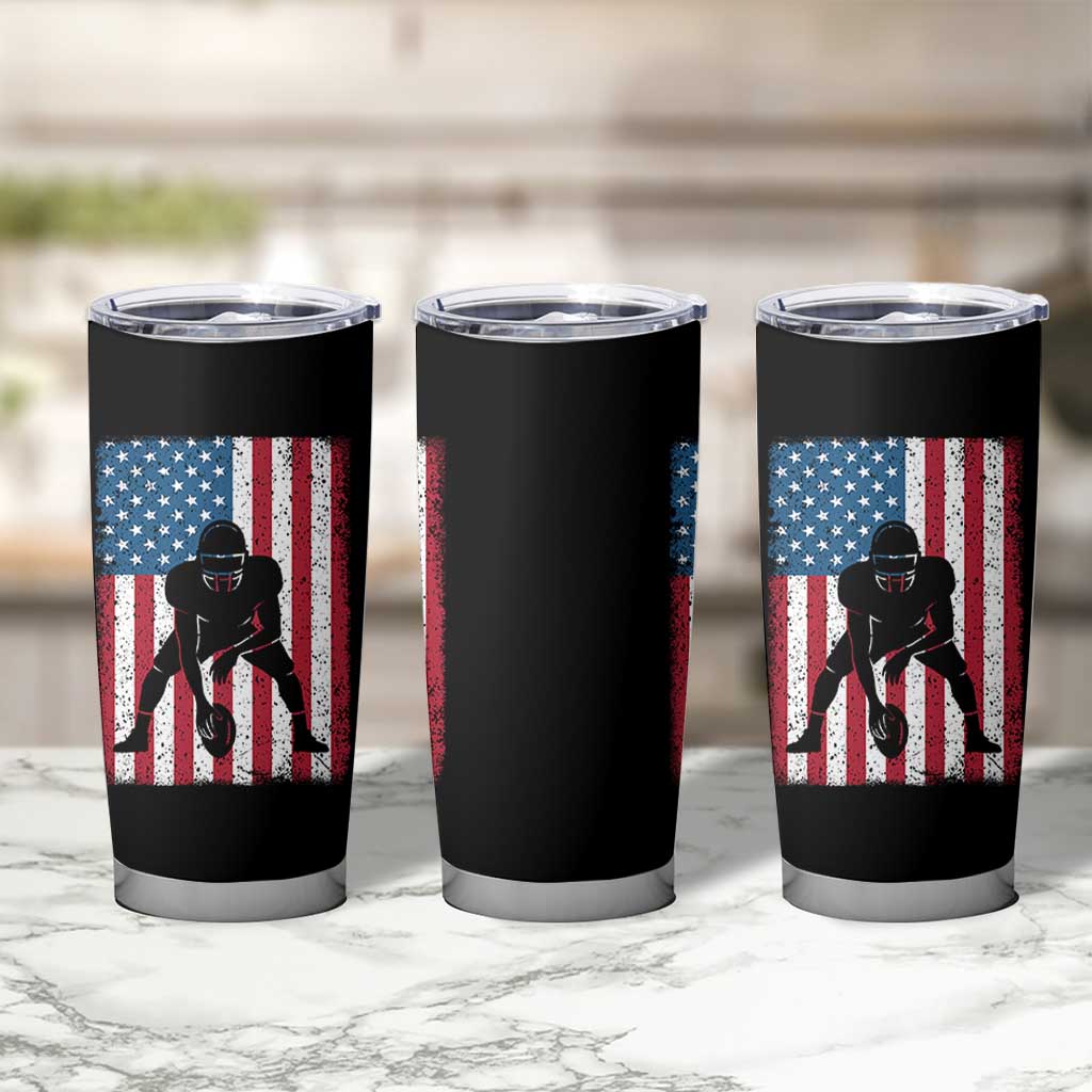American Flag Football Tumbler Cup Cool Distressed Vintage Patriotic Football Player - Wonder Print Shop