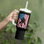 American Flag Football Tumbler With Handle Cool Distressed Vintage Patriotic Football Player - Wonder Print Shop