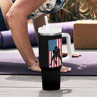 American Flag Football Tumbler With Handle Cool Distressed Vintage Patriotic Football Player - Wonder Print Shop