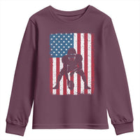 American Flag Football Youth Sweatshirt Cool Distressed Vintage Patriotic Football Player - Wonder Print Shop
