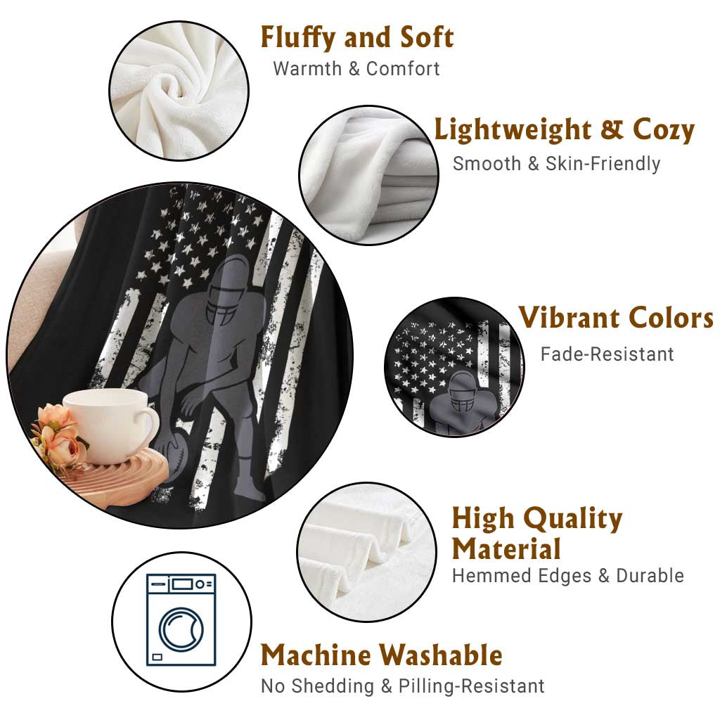 Football Player American Flag Throw Blanket Cool Distressed Vintage Patriotic - Wonder Print Shop