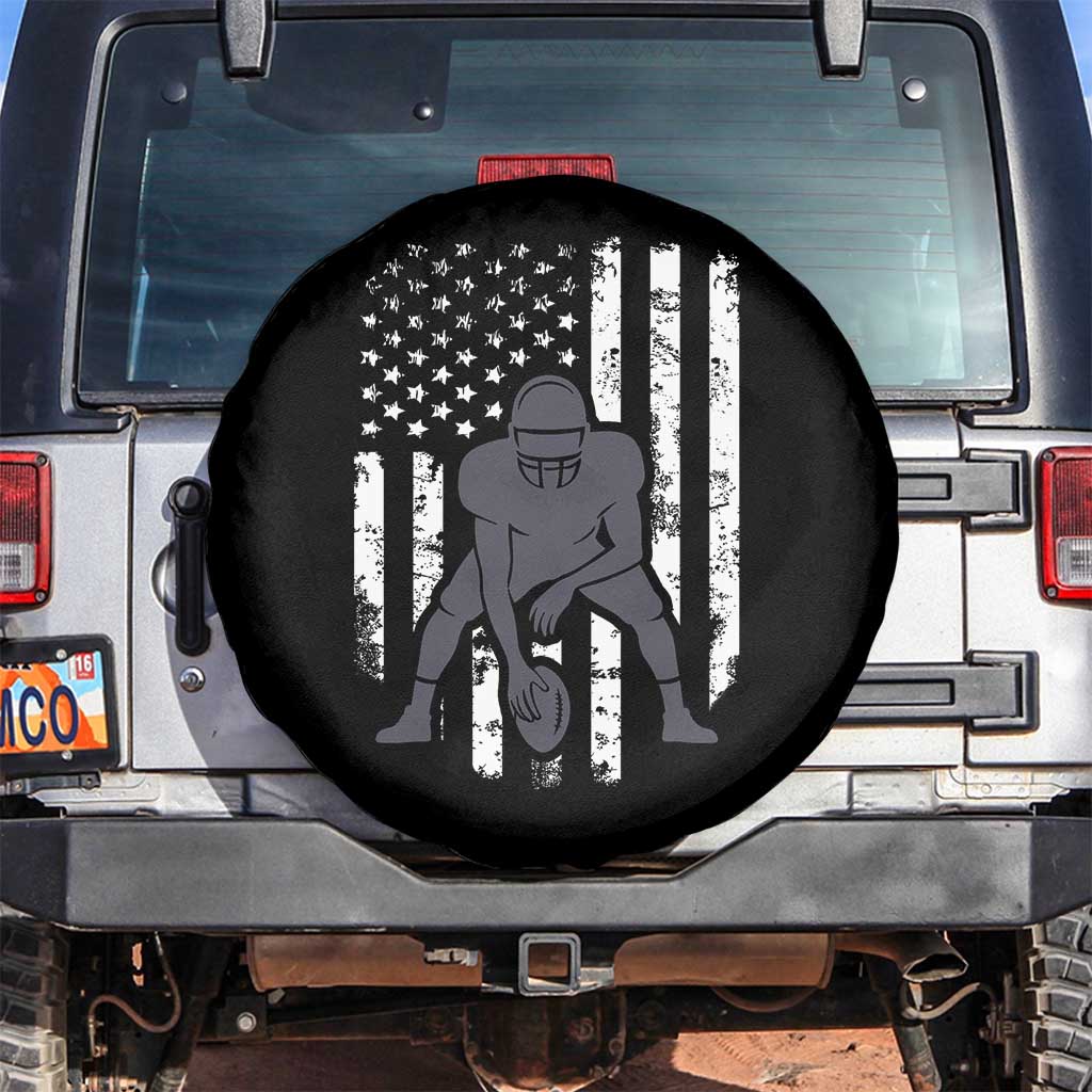 Football Player American Flag Spare Tire Cover Cool Distressed Vintage Patriotic - Wonder Print Shop