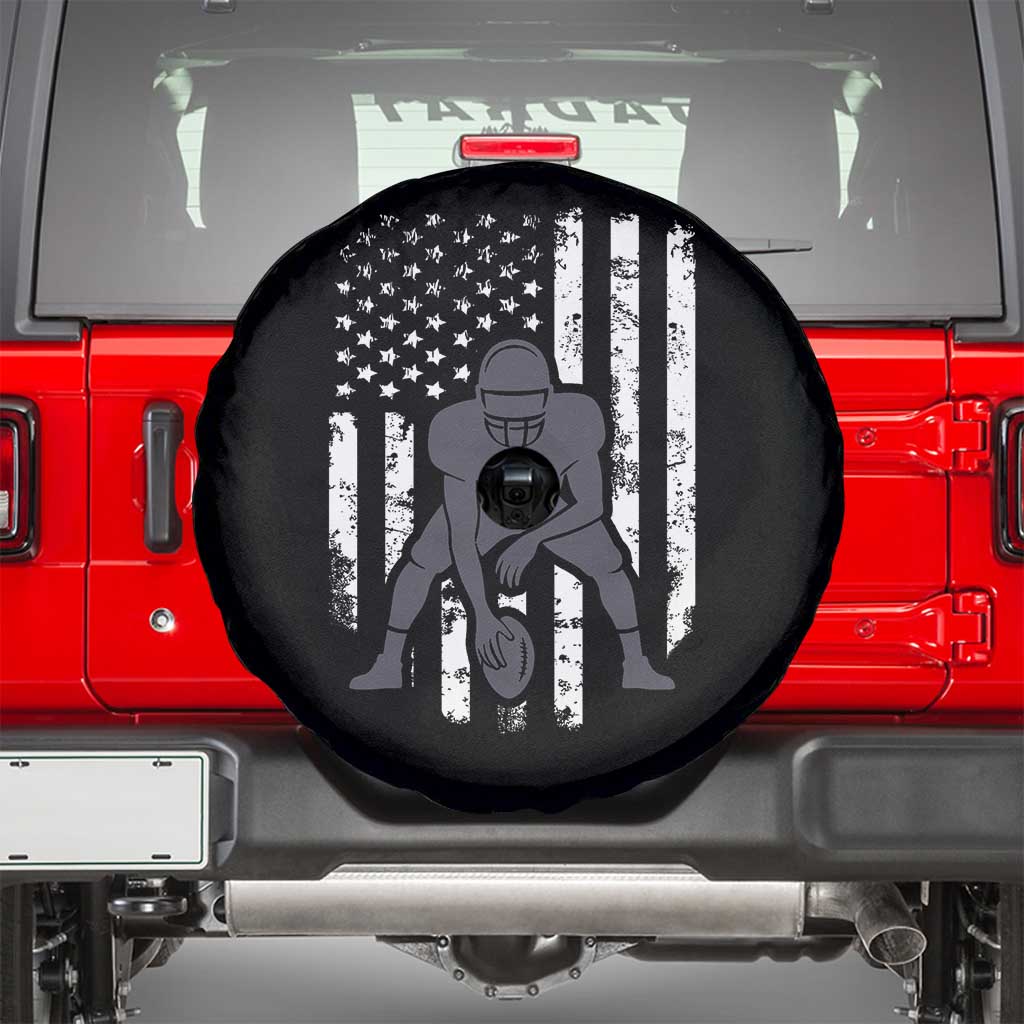 Football Player American Flag Spare Tire Cover Cool Distressed Vintage Patriotic - Wonder Print Shop