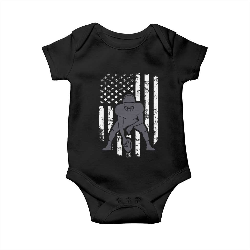 Football Player American Flag Baby Onesie Cool Distressed Vintage Patriotic - Wonder Print Shop