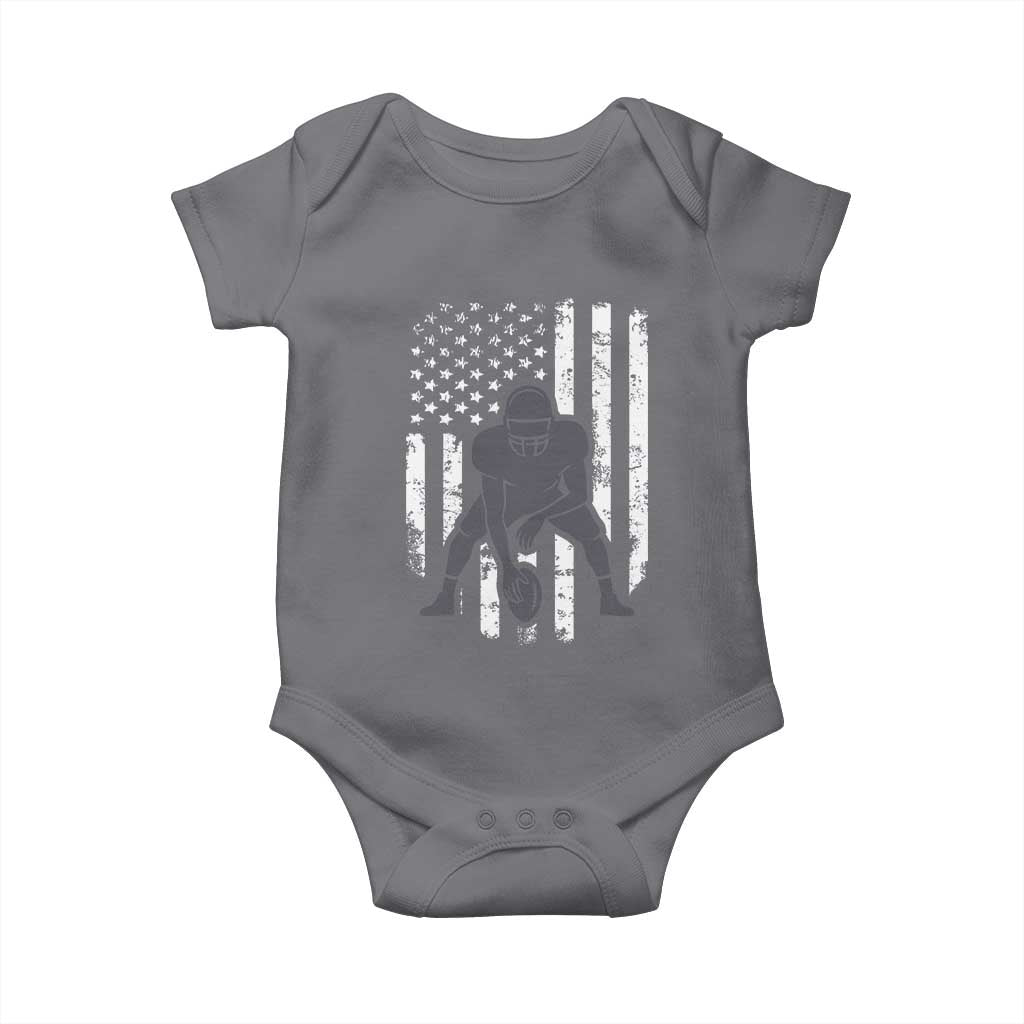 Football Player American Flag Baby Onesie Cool Distressed Vintage Patriotic - Wonder Print Shop