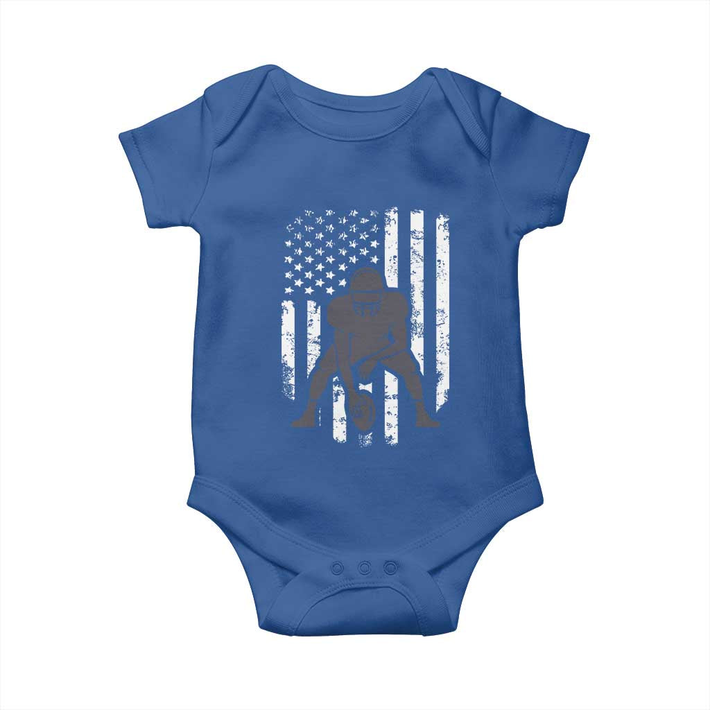 Football Player American Flag Baby Onesie Cool Distressed Vintage Patriotic - Wonder Print Shop