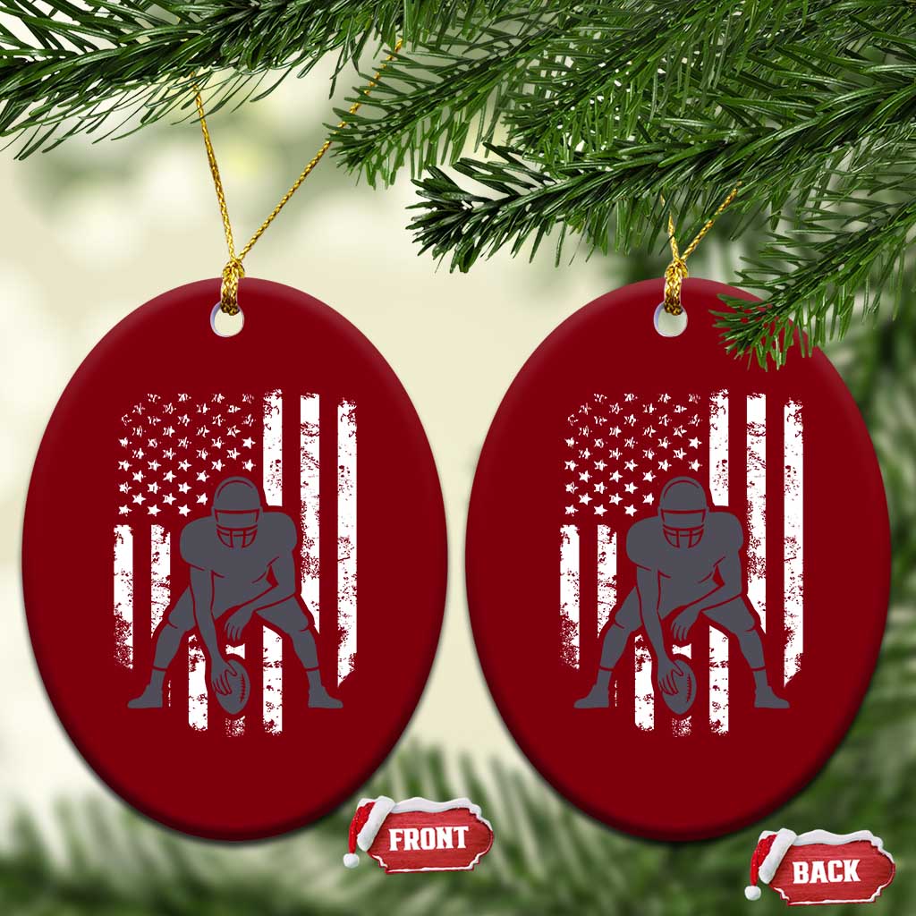 Football Player American Flag Ceramic Ornament Cool Distressed Vintage Patriotic - Wonder Print Shop