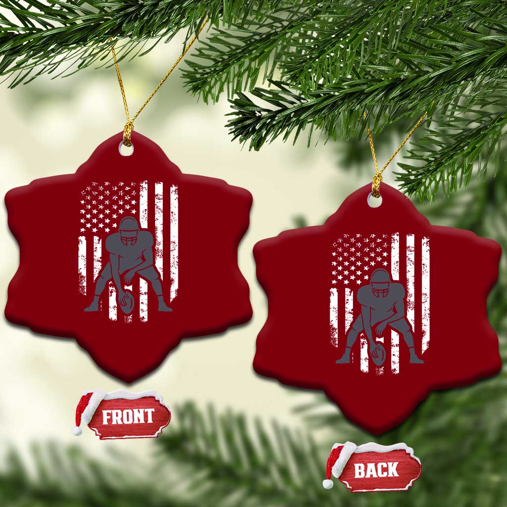 Football Player American Flag Ceramic Ornament Cool Distressed Vintage Patriotic - Wonder Print Shop