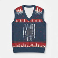 Football Player American Flag V-Neck Knit Sweater Vest Cool Distressed Vintage Patriotic - Wonder Print Shop