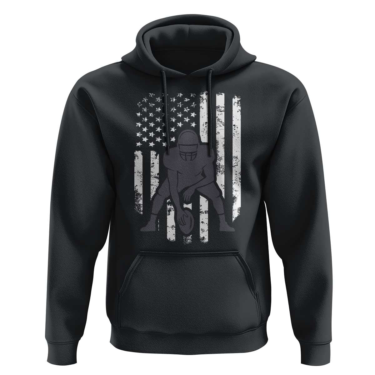 Football Player American Flag Hoodie Cool Distressed Vintage Patriotic - Wonder Print Shop