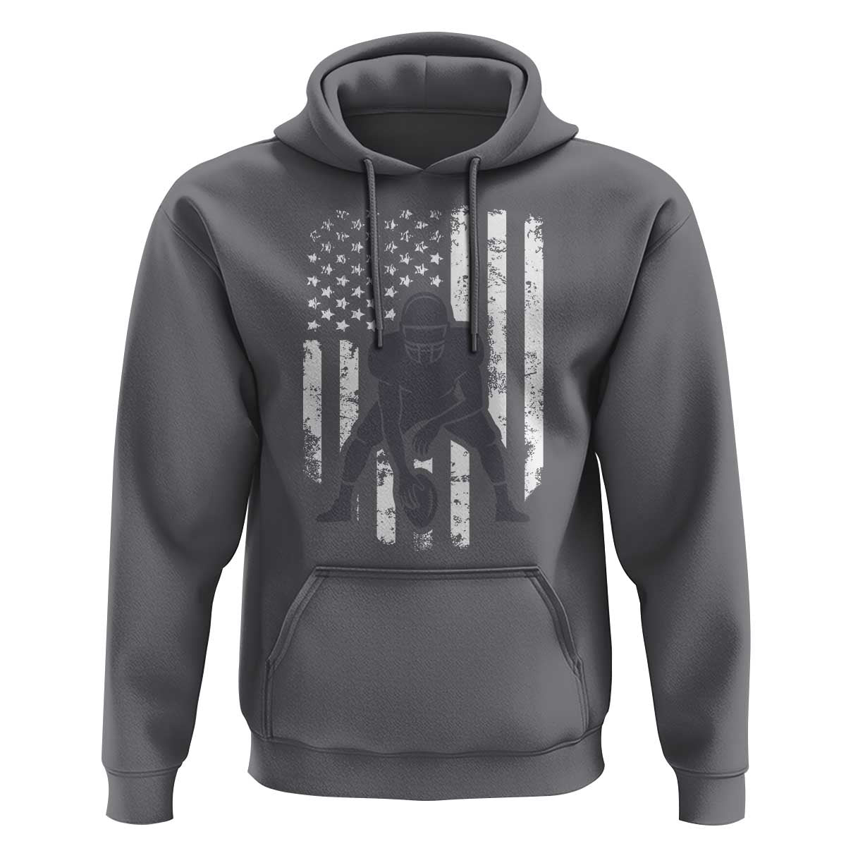 Football Player American Flag Hoodie Cool Distressed Vintage Patriotic - Wonder Print Shop