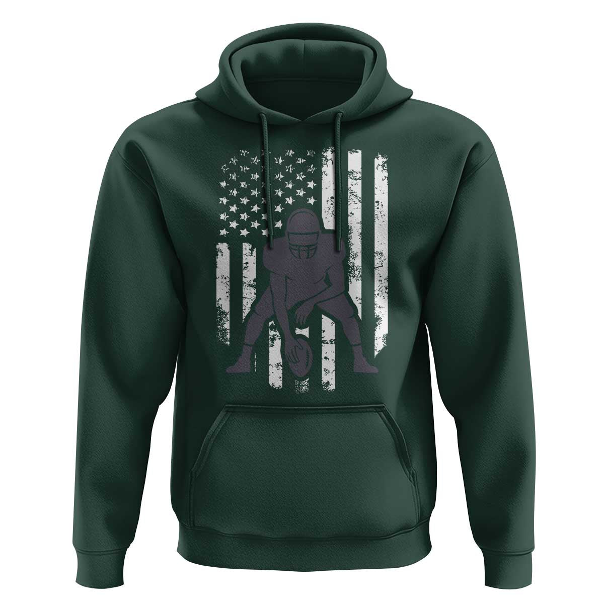 Football Player American Flag Hoodie Cool Distressed Vintage Patriotic - Wonder Print Shop