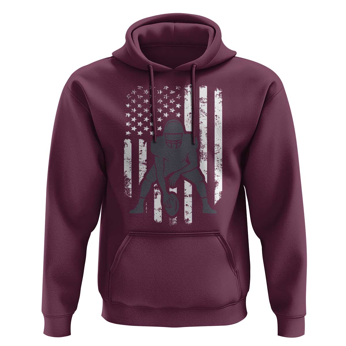 Football Player American Flag Hoodie Cool Distressed Vintage Patriotic - Wonder Print Shop