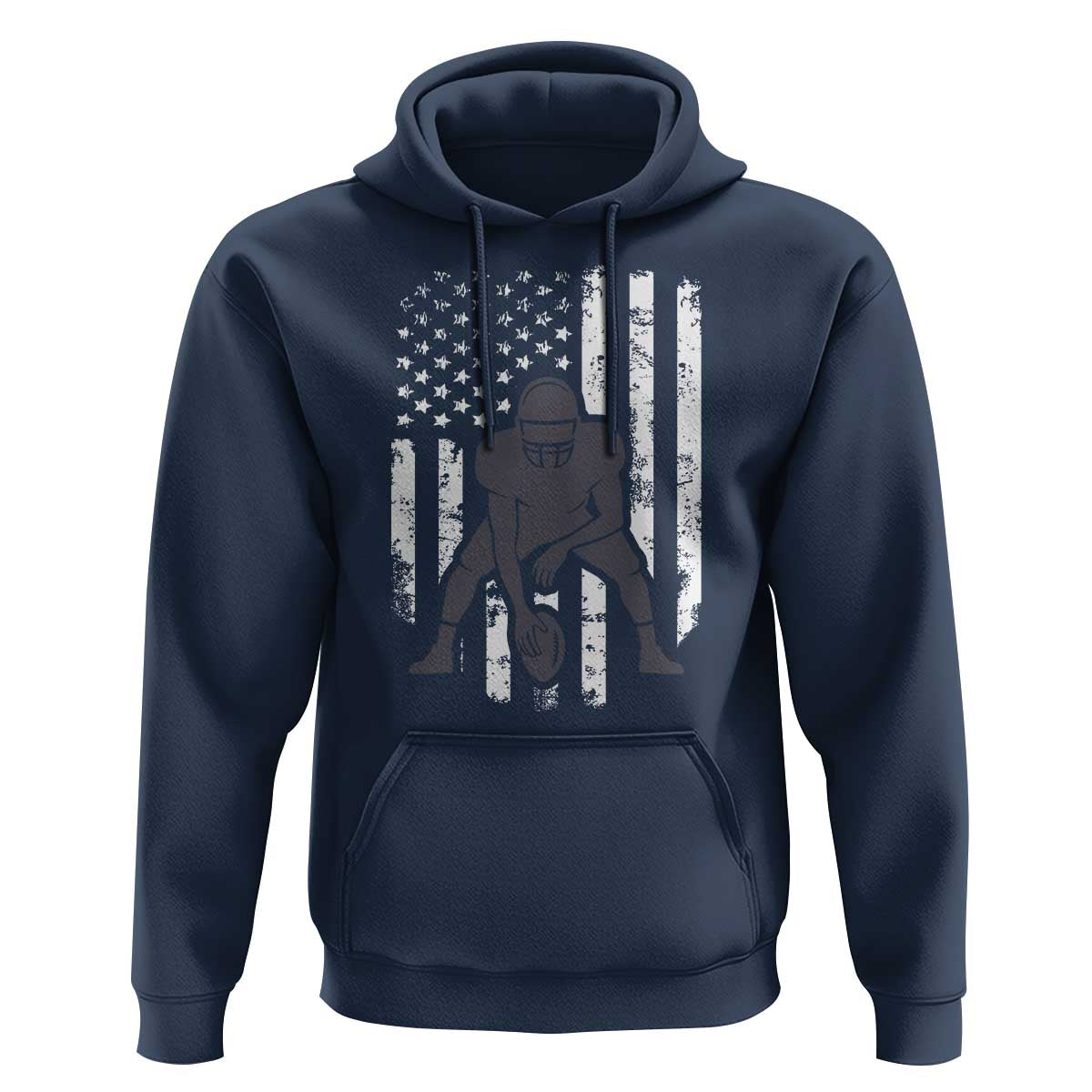 Football Player American Flag Hoodie Cool Distressed Vintage Patriotic - Wonder Print Shop