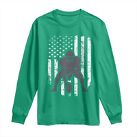 Football Player American Flag Long Sleeve Shirt Cool Distressed Vintage Patriotic - Wonder Print Shop