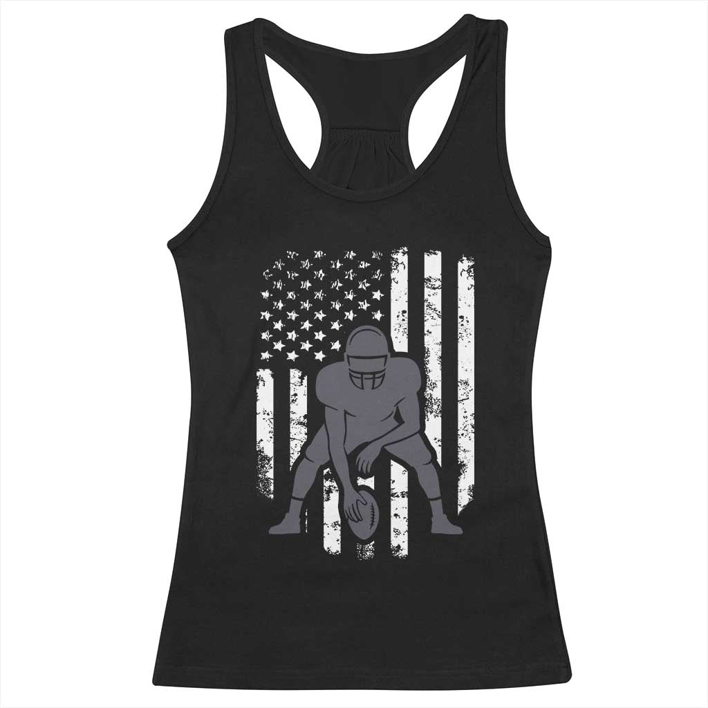 Football Player American Flag Racerback Tank Top Cool Distressed Vintage Patriotic - Wonder Print Shop