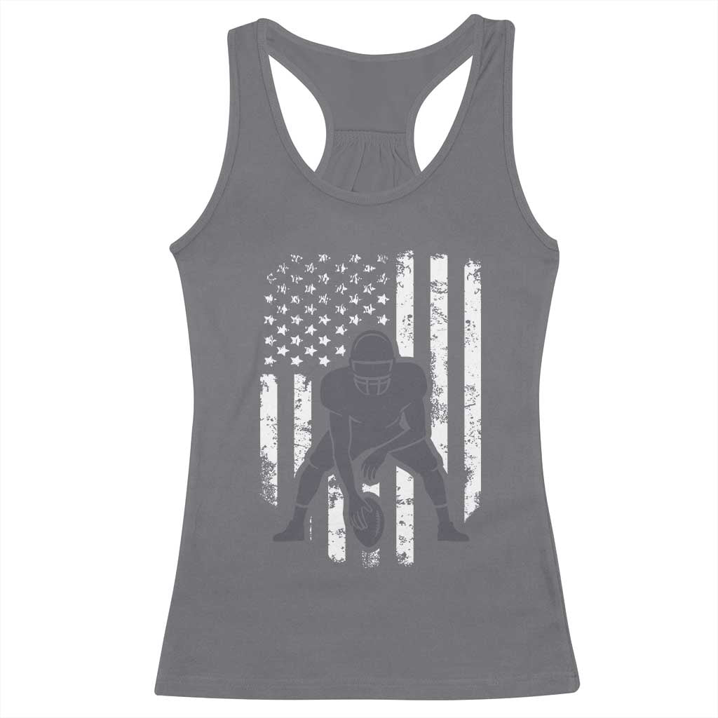 Football Player American Flag Racerback Tank Top Cool Distressed Vintage Patriotic - Wonder Print Shop