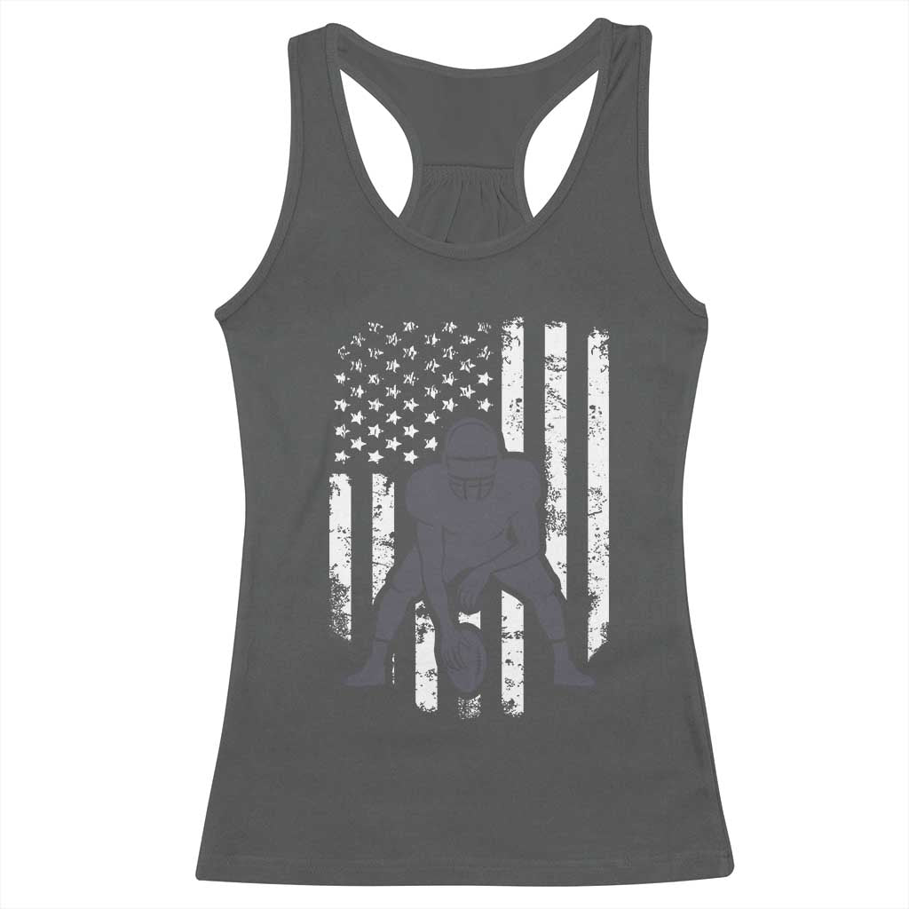 Football Player American Flag Racerback Tank Top Cool Distressed Vintage Patriotic - Wonder Print Shop