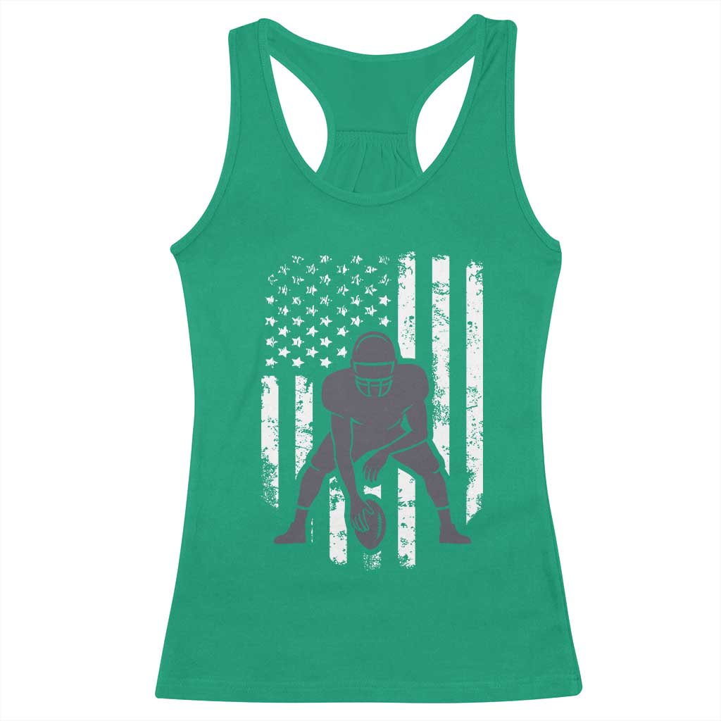 Football Player American Flag Racerback Tank Top Cool Distressed Vintage Patriotic - Wonder Print Shop