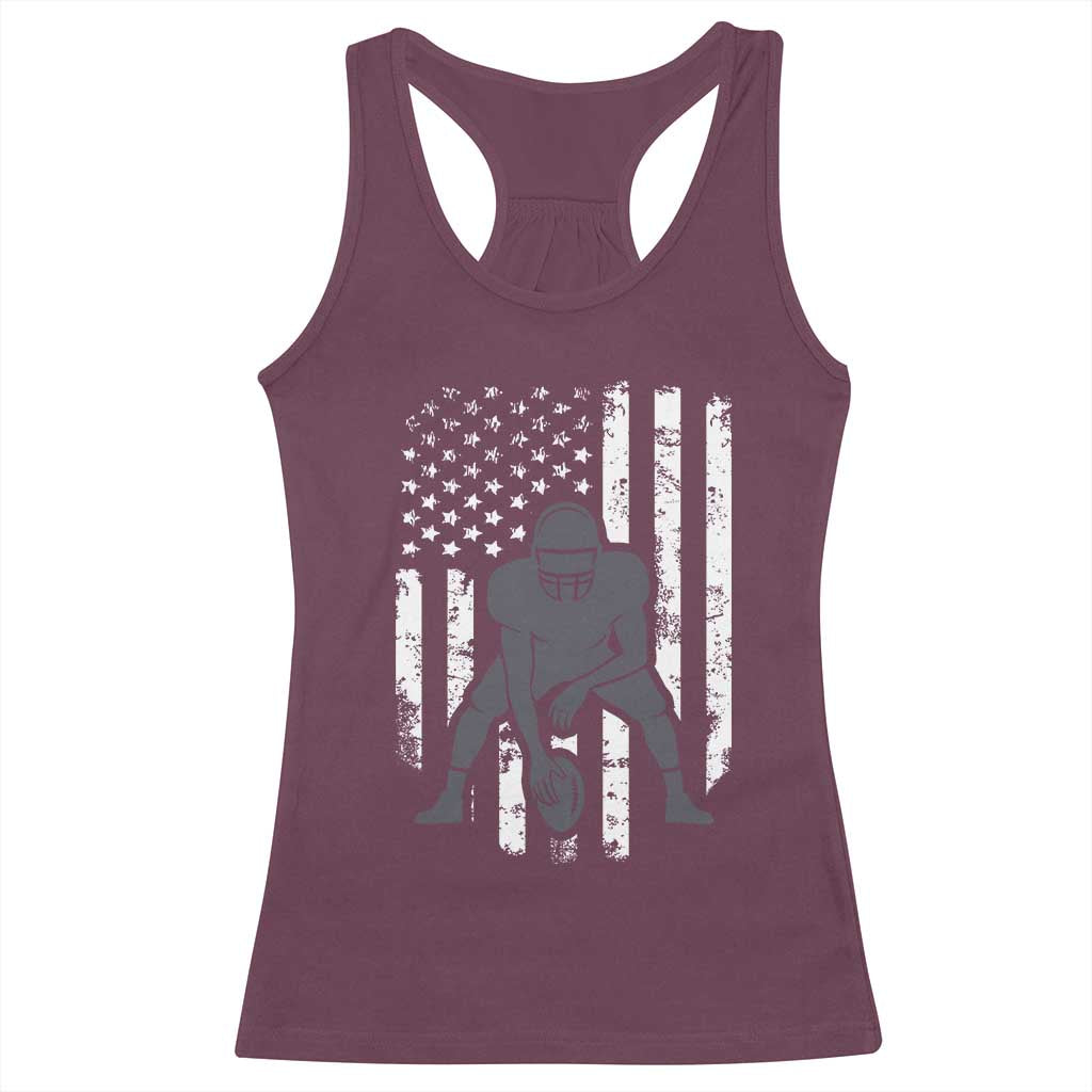 Football Player American Flag Racerback Tank Top Cool Distressed Vintage Patriotic - Wonder Print Shop