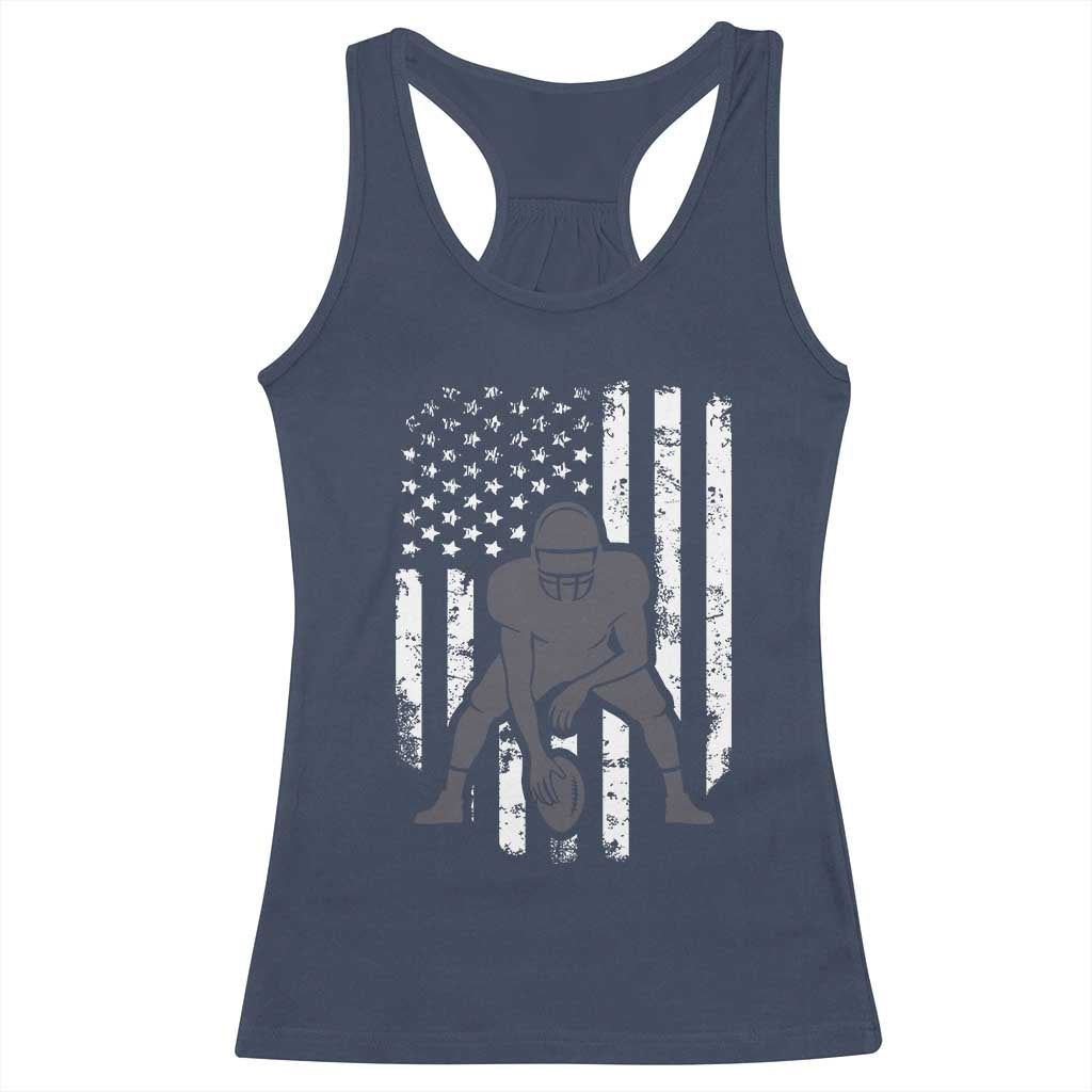 Football Player American Flag Racerback Tank Top Cool Distressed Vintage Patriotic - Wonder Print Shop