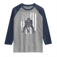 Football Player American Flag Raglan Shirt Cool Distressed Vintage Patriotic - Wonder Print Shop