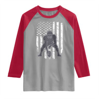 Football Player American Flag Raglan Shirt Cool Distressed Vintage Patriotic - Wonder Print Shop