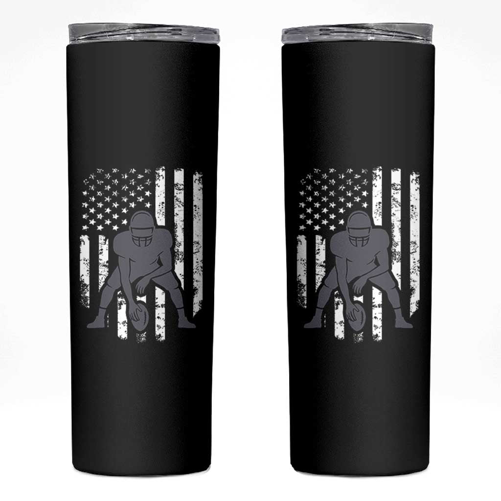 Football Player American Flag Skinny Tumbler Cool Distressed Vintage Patriotic - Wonder Print Shop