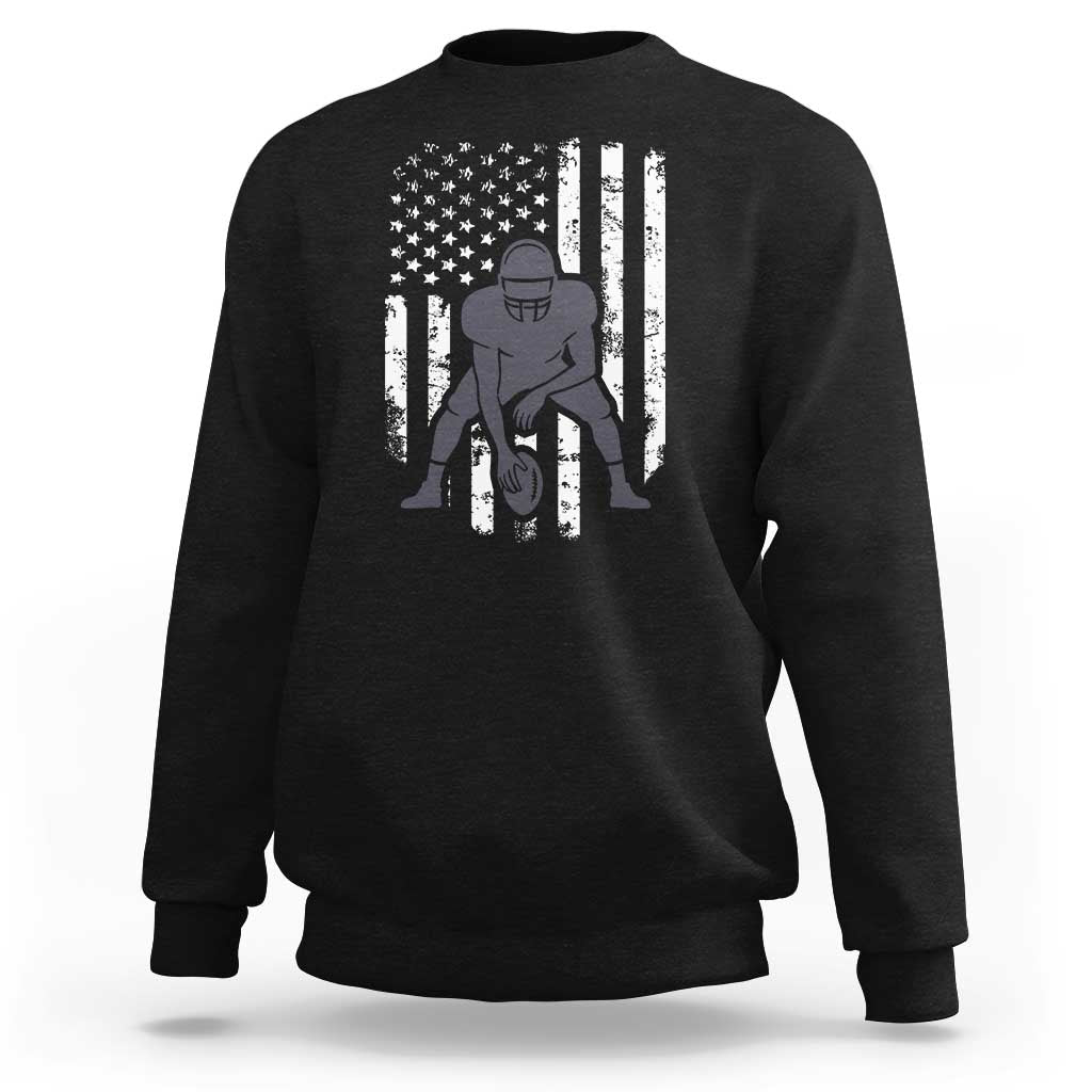 Football Player American Flag Sweatshirt Cool Distressed Vintage Patriotic - Wonder Print Shop