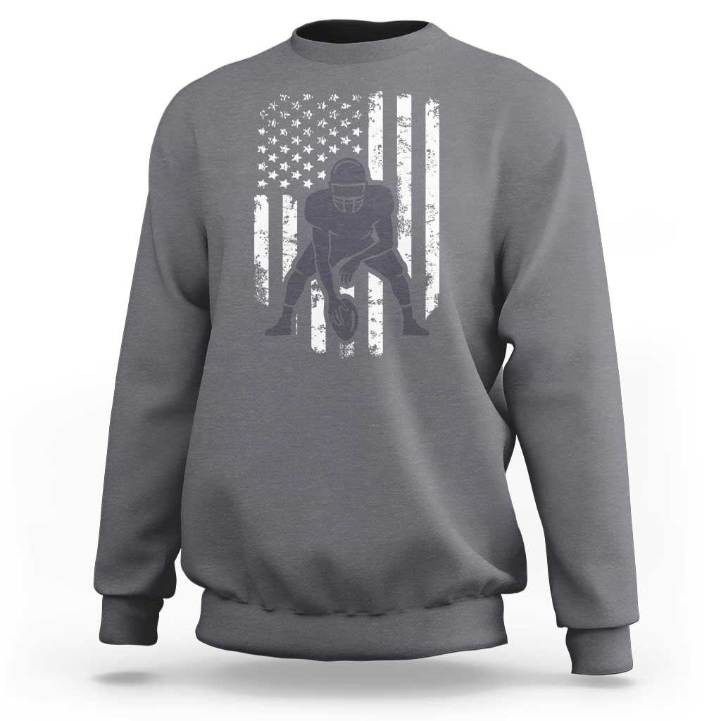 Football Player American Flag Sweatshirt Cool Distressed Vintage Patriotic - Wonder Print Shop