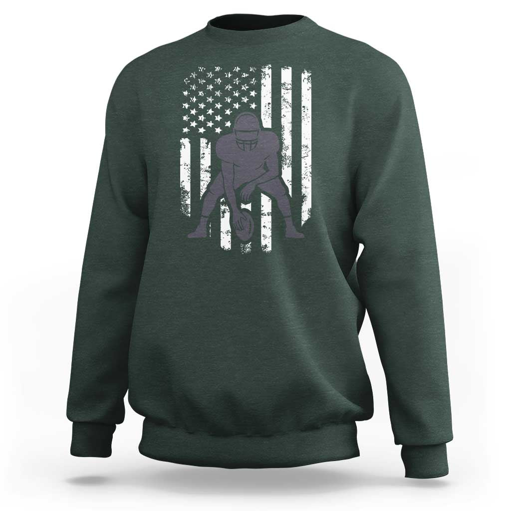 Football Player American Flag Sweatshirt Cool Distressed Vintage Patriotic - Wonder Print Shop