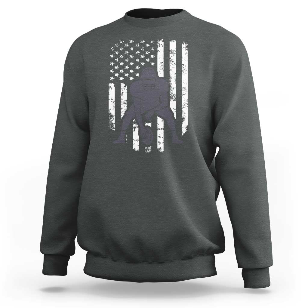 Football Player American Flag Sweatshirt Cool Distressed Vintage Patriotic - Wonder Print Shop
