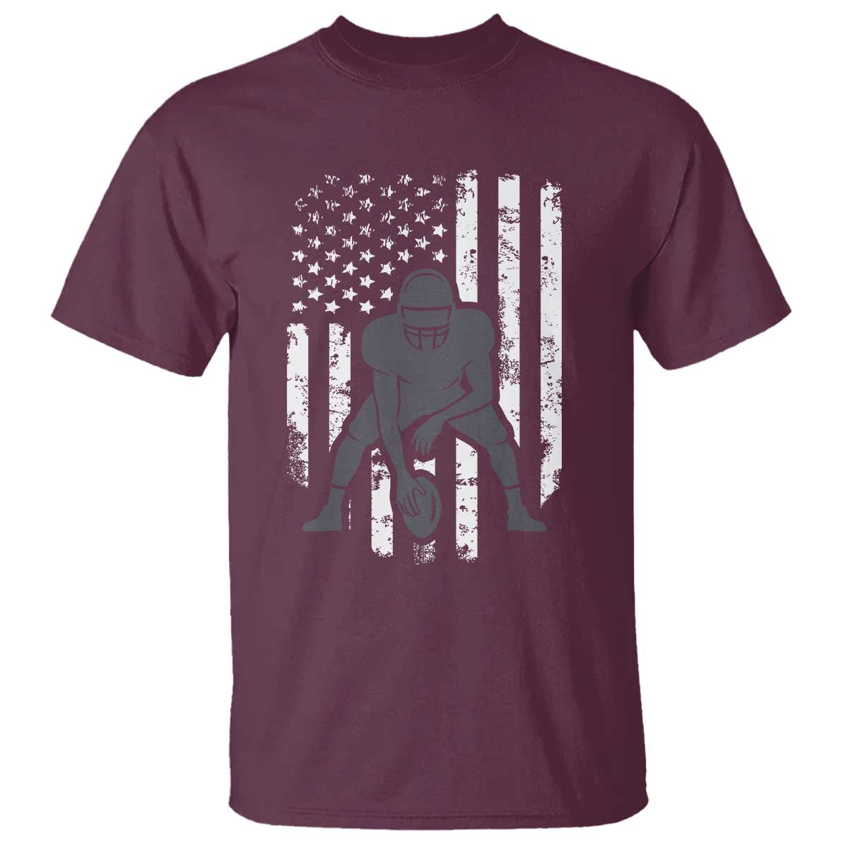 Football Player American Flag T Shirt Cool Distressed Vintage Patriotic - Wonder Print Shop